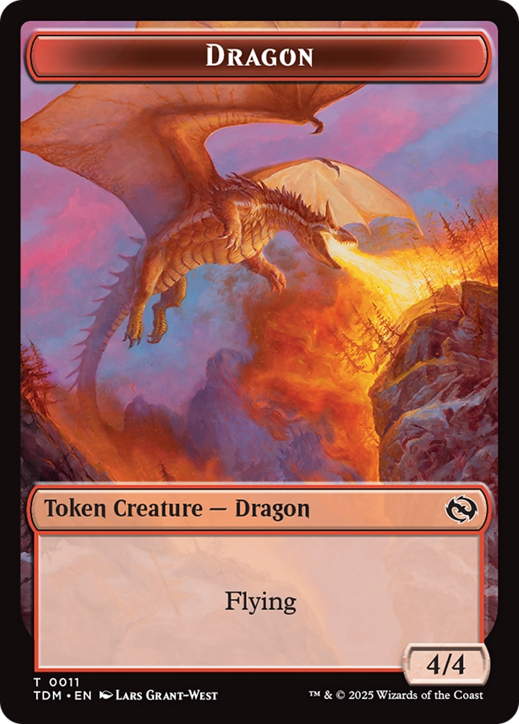 Dragon (0011) // Warrior Double-Sided Token [Tarkir: Dragonstorm Tokens] | Clutch Gaming