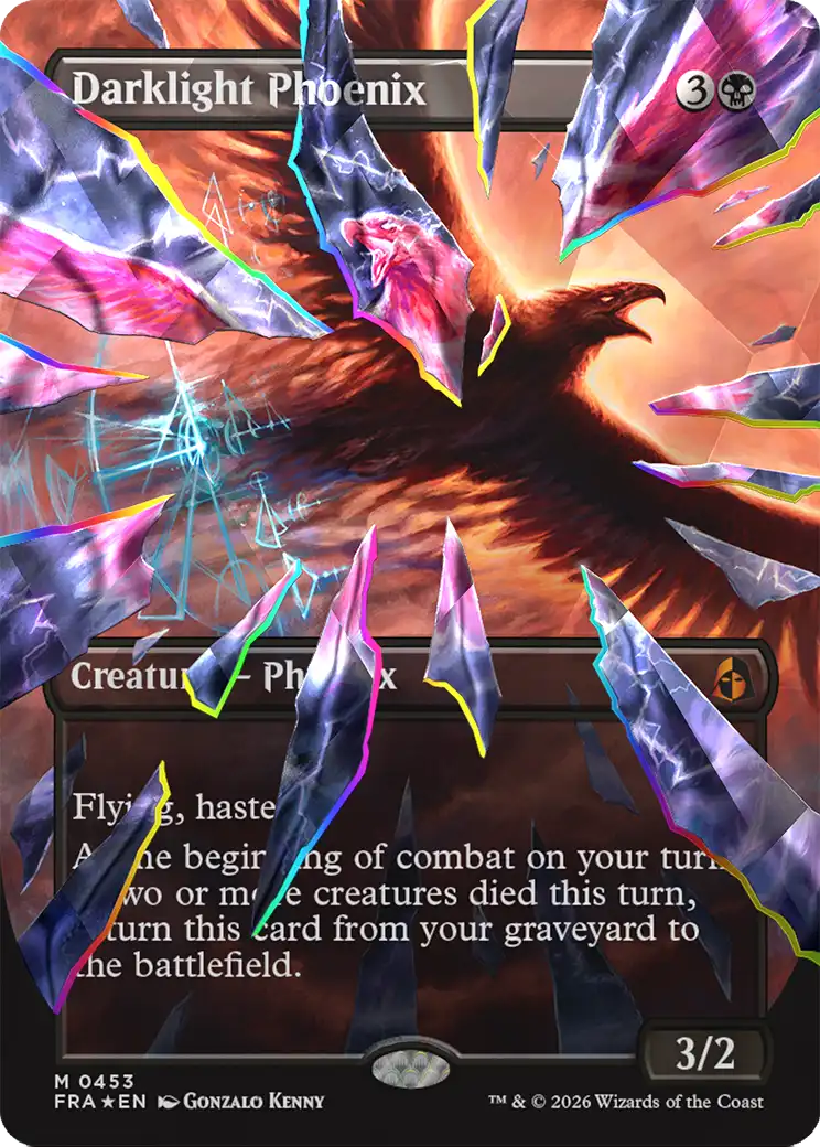 Darklight Phoenix (Borderless) (Facet Foil) (0453) [Reality Fracture] | Clutch Gaming