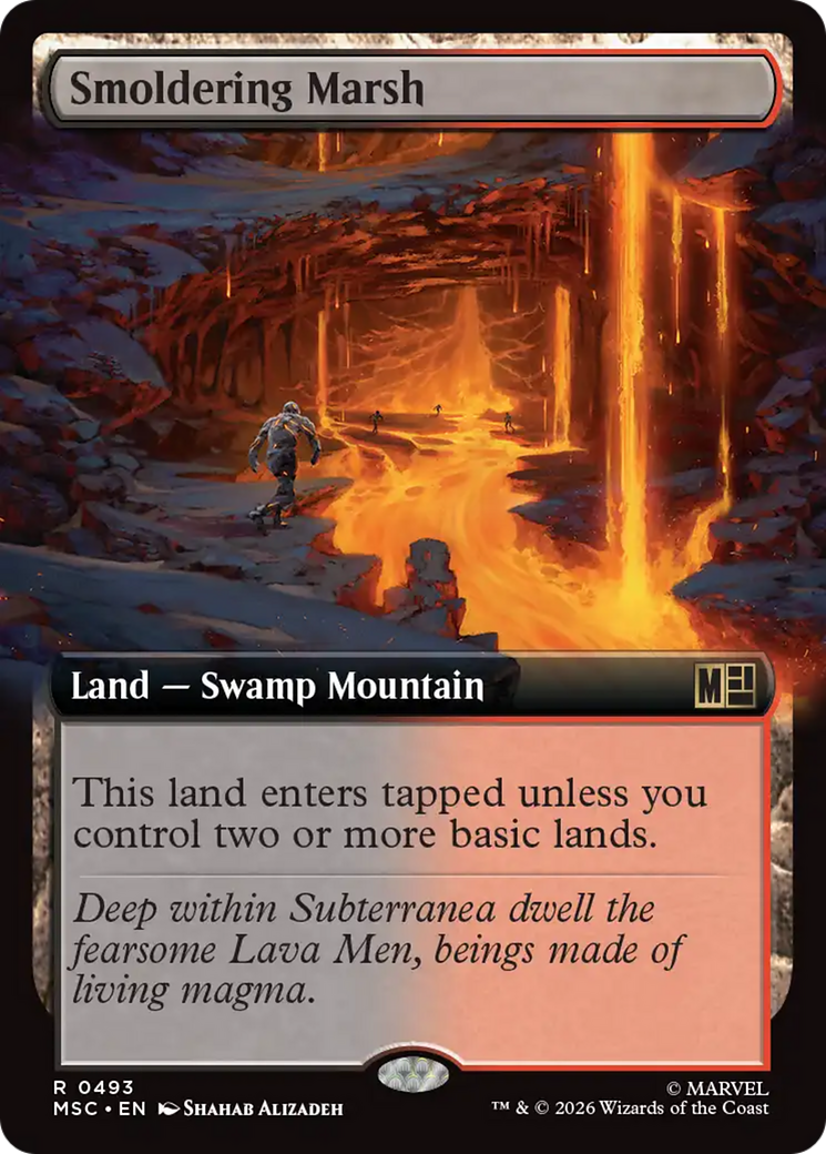 Smoldering Marsh (Extended Art) [Marvel Super Heroes Commander] | Clutch Gaming