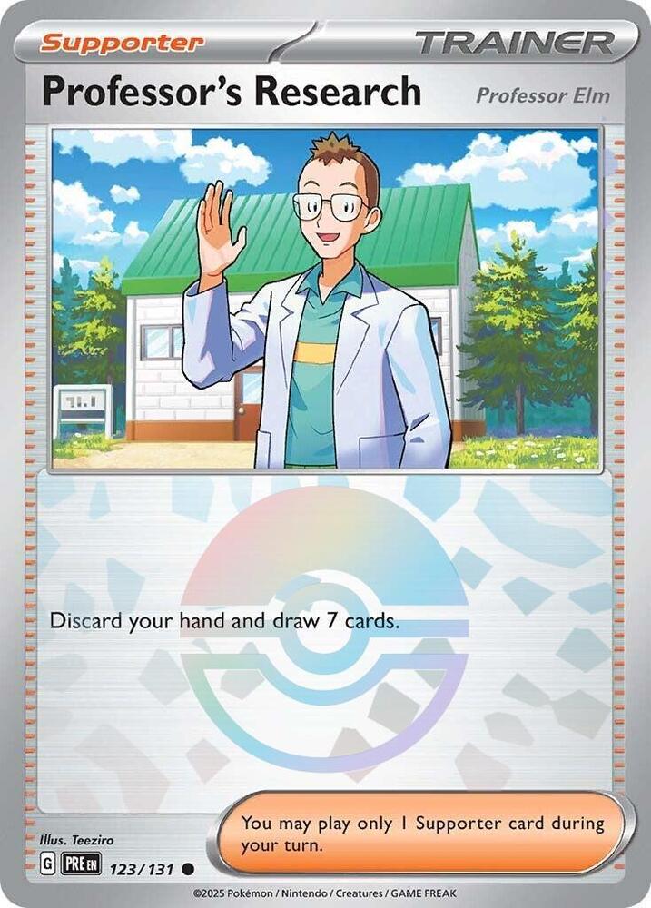 Professor's Research (123/131) [Professor Elm] (Poke Ball Pattern) [Scarlet & Violet: Prismatic Evolutions] | Clutch Gaming