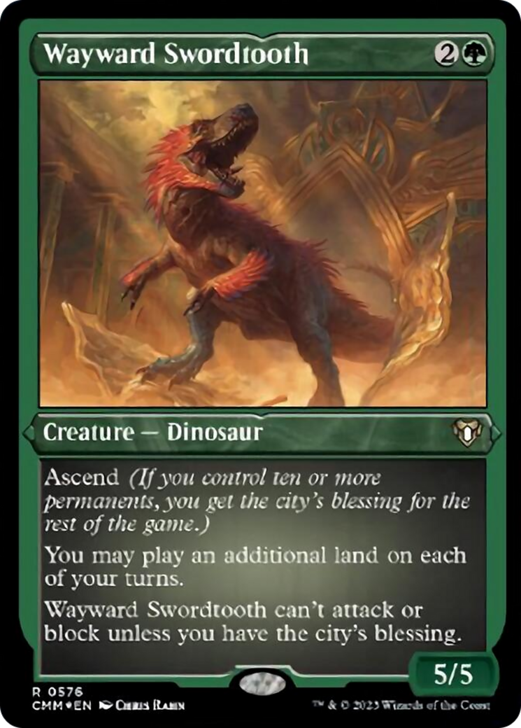 Wayward Swordtooth (Foil Etched) [Commander Masters] | Clutch Gaming