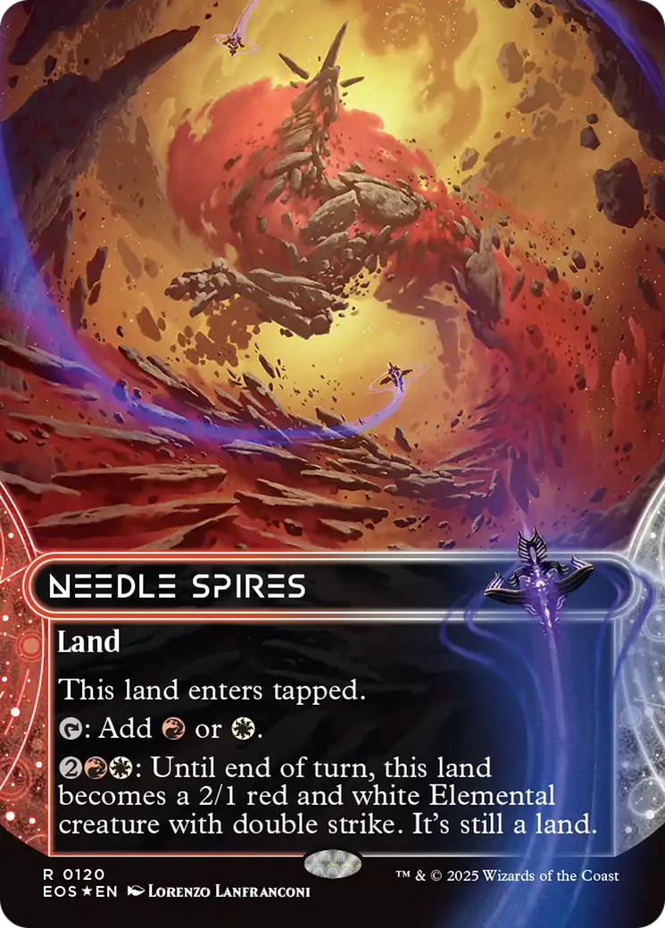 Needle Spires (0120) (Borderless) (Galaxy Foil) [Edge of Eternities: Stellar Sights] | Clutch Gaming