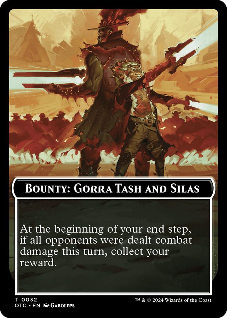 Bounty: Gorra Tash and Silas // Bounty Rules Double-Sided Token [Outlaws of Thunder Junction Commander Tokens] | Clutch Gaming