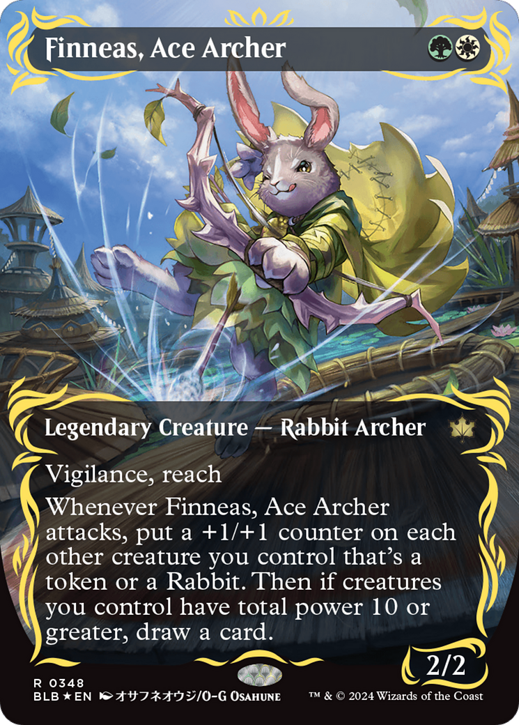 Finneas, Ace Archer (Borderless) (Raised Foil) [Bloomburrow] | Clutch Gaming