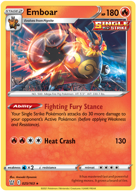 Emboar (025/163) [Sword & Shield: Battle Styles] | Clutch Gaming