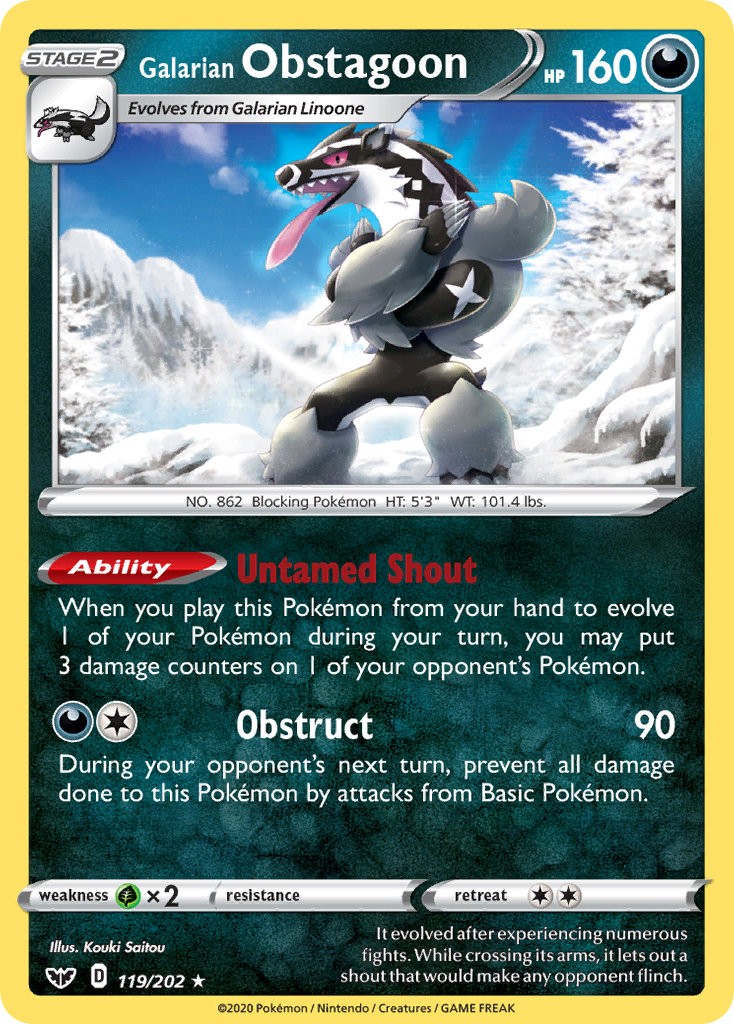 Galarian Obstagoon (119/202) [Sword & Shield: Base Set] | Clutch Gaming