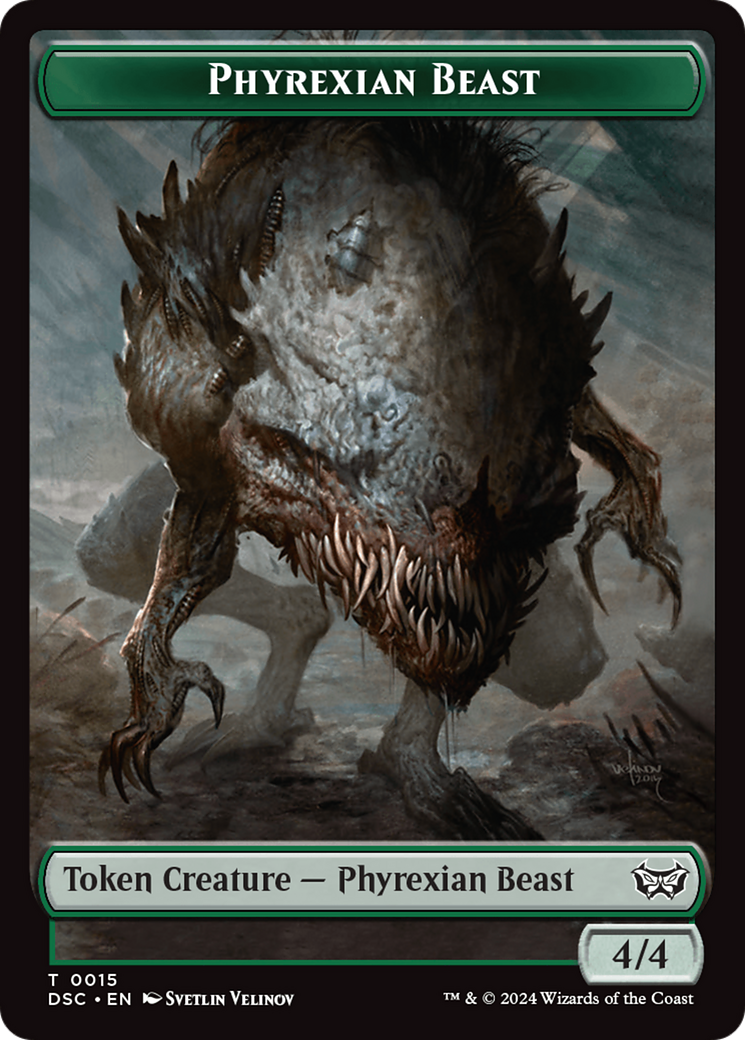 Phyrexian Beast //Manifest Double-Sided Token [Duskmourn: House of Horror Commander Tokens] | Clutch Gaming