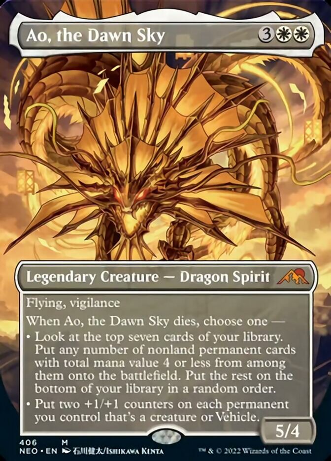 Ao, the Dawn Sky (Borderless Alternate Art) [Kamigawa: Neon Dynasty] | Clutch Gaming