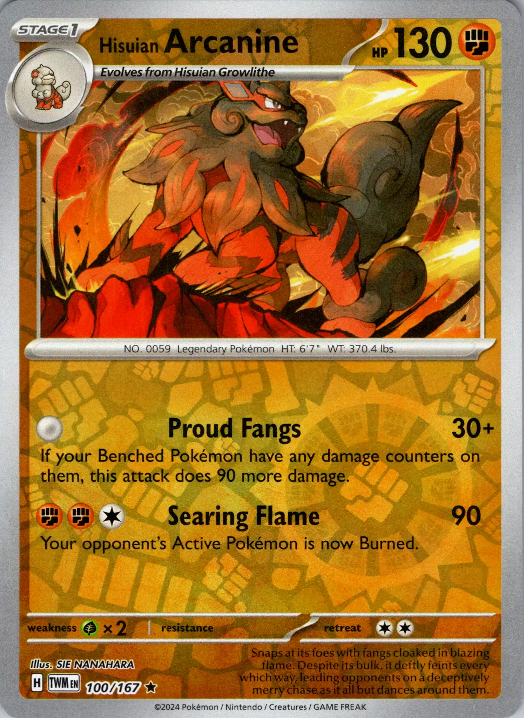 Hisuian Arcanine (100/167) [Scarlet & Violet: Twilight Masquerade] | Clutch Gaming