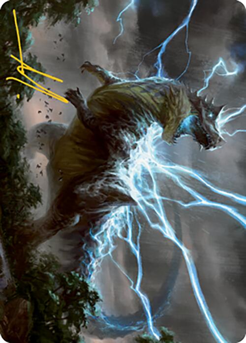 Thrasta, Tempest's Roar Art Card (41) (Gold-Stamped Signature) [Modern Horizons 2 Art Series] | Clutch Gaming