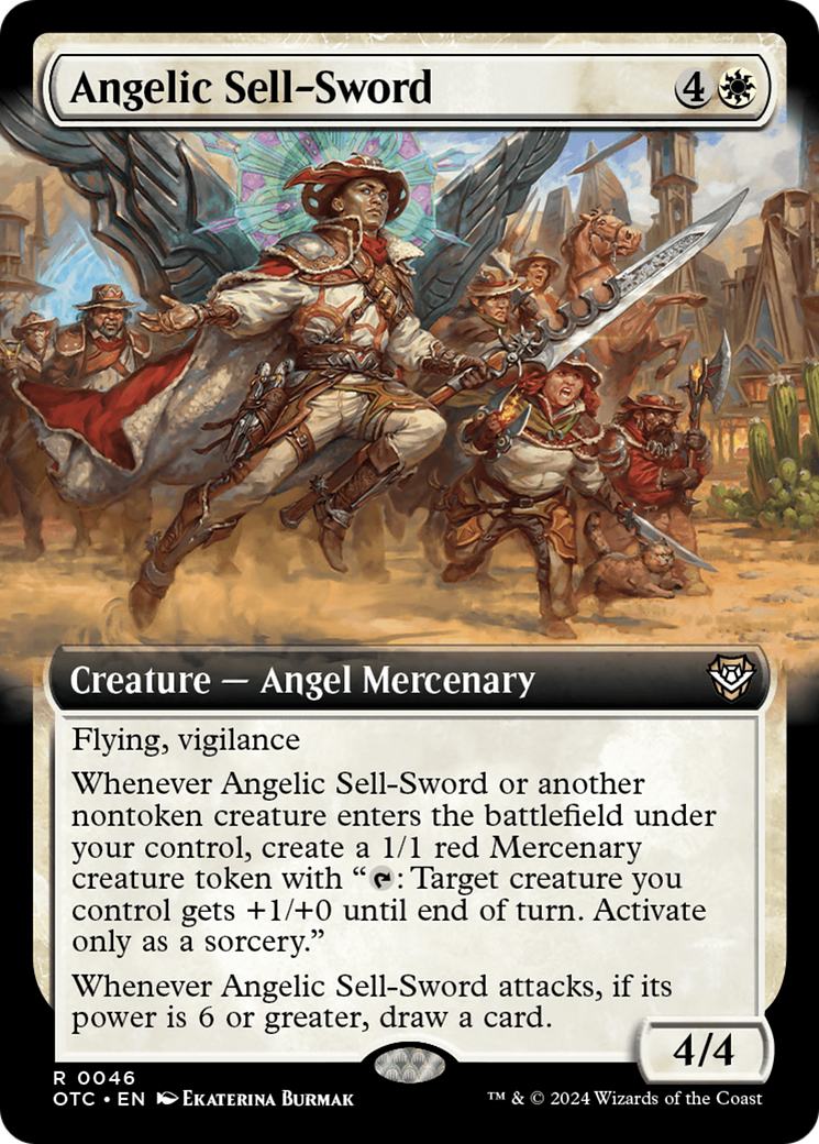 Angelic Sell-Sword (Extended Art) [Outlaws of Thunder Junction Commander] | Clutch Gaming