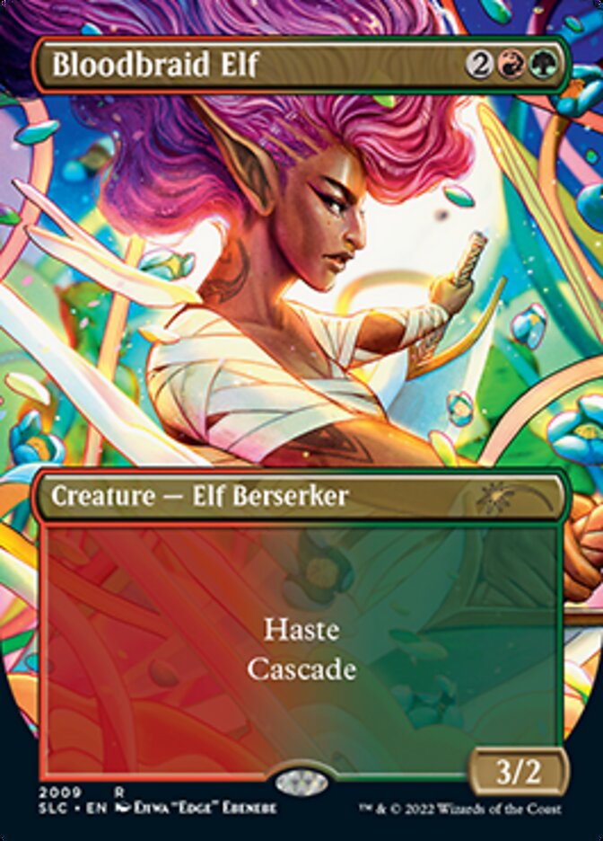 Bloodbraid Elf (Borderless Alternate Art) [Secret Lair Countdown Kit] | Clutch Gaming