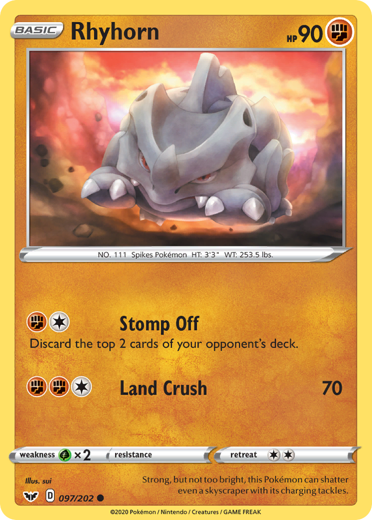 Rhyhorn (097/202) [Sword & Shield: Base Set] | Clutch Gaming