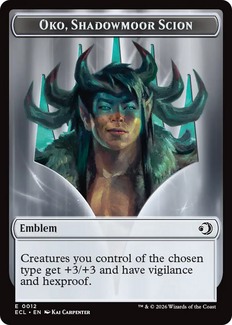 Elk // Emblem - Oko, Shadowmoor Scion Double-Sided Token [Lorwyn Eclipsed Tokens] | Clutch Gaming