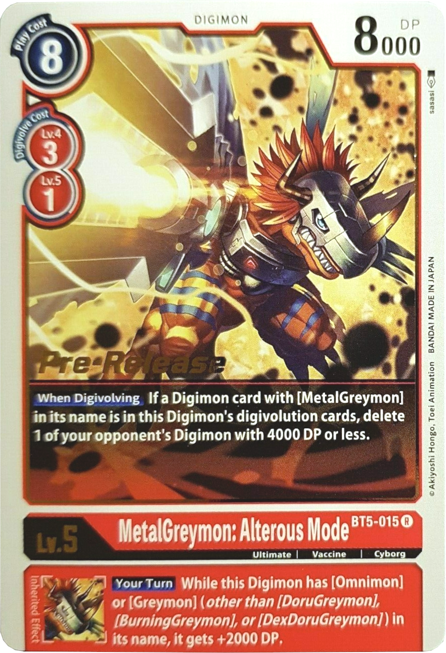 MetalGreymon: Alterous Mode [BT5-015] [Battle of Omni Pre-Release Promos] | Clutch Gaming