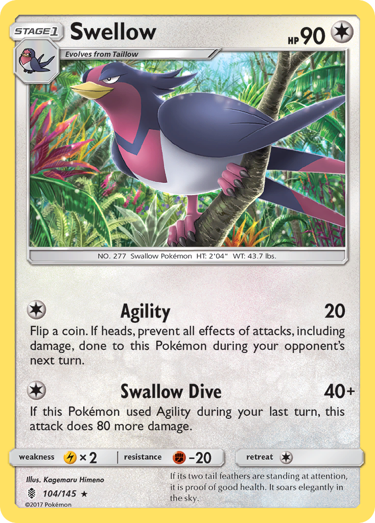 Swellow (104/145) [Sun & Moon: Guardians Rising] | Clutch Gaming