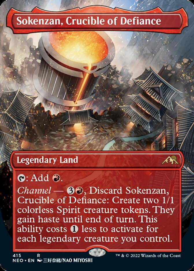 Sokenzan, Crucible of Defiance (Borderless Alternate Art) [Kamigawa: Neon Dynasty] | Clutch Gaming