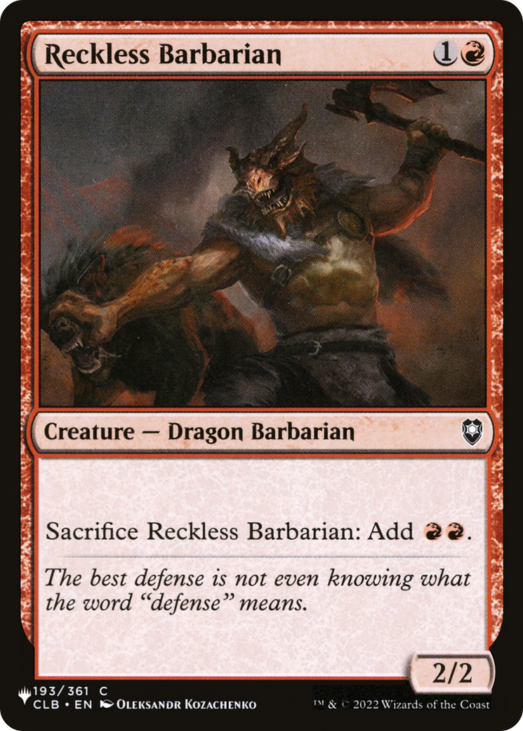 Reckless Barbarian [The List Reprints] | Clutch Gaming