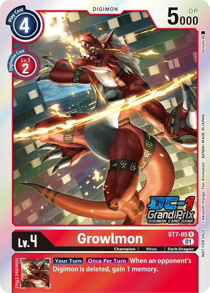 Growlmon [ST7-05] (DC-1 2022 Stamped) [Starter Deck: Gallantmon Promos] | Clutch Gaming