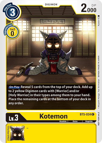 Kotemon [BT5-034] (Tamer Party Vol. 5) [Battle of Omni Promos] | Clutch Gaming