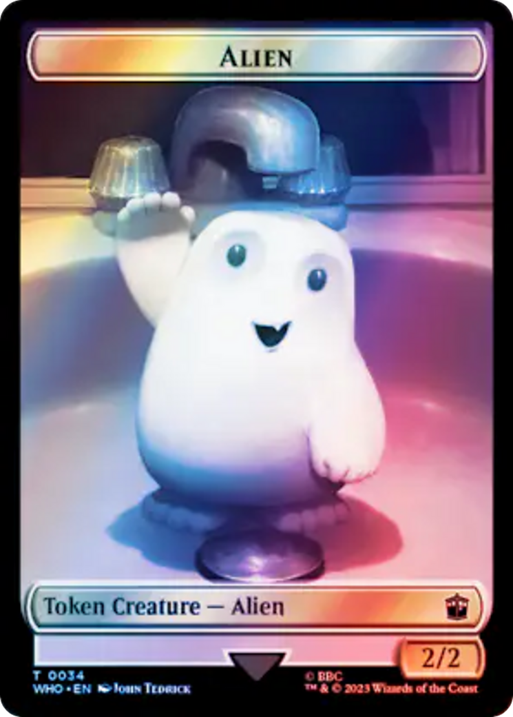 Alien // Cyberman Double-Sided Token (Surge Foil) [Doctor Who Tokens] | Clutch Gaming