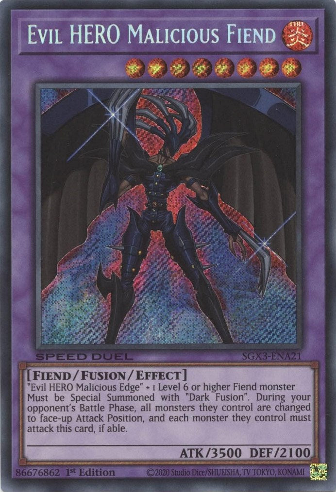 Evil HERO Malicious Fiend [SGX3-ENA21] Secret Rare | Clutch Gaming