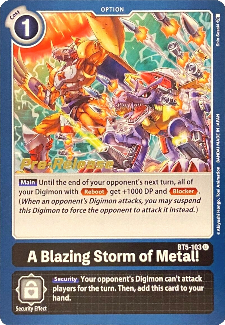 A Blazing Storm of Metal! [BT5-103] [Battle of Omni Pre-Release Promos] | Clutch Gaming