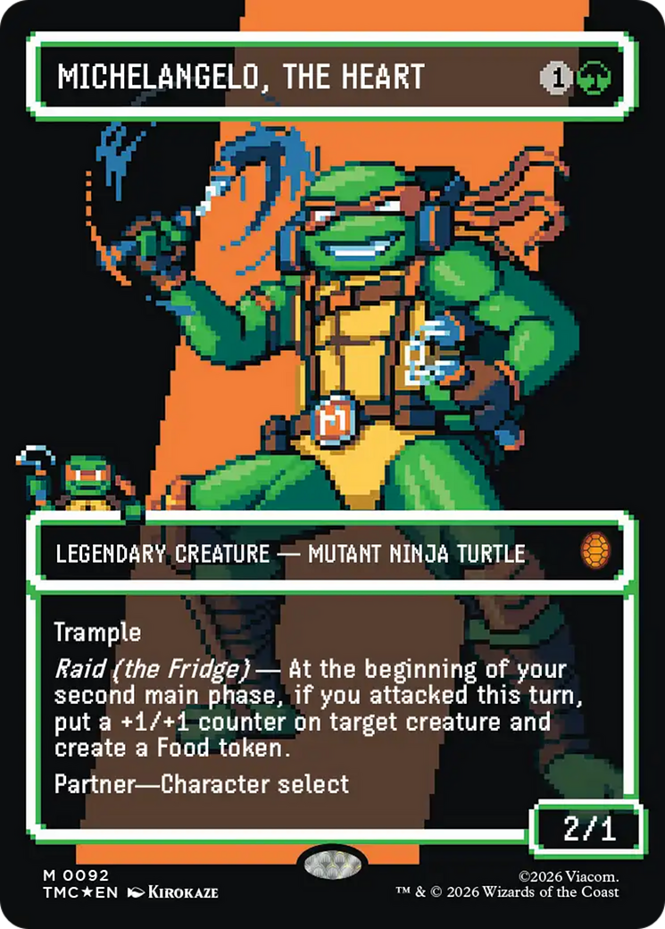 Michelangelo, the Heart (0093) (Borderless) (Surge Foil) [Teenage Mutant Ninja Turtles Commander] | Clutch Gaming