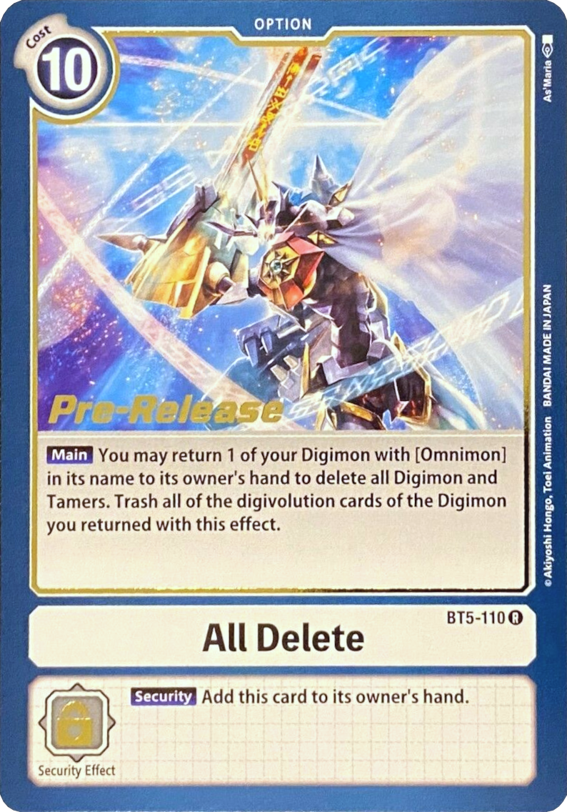 All Delete [BT5-110] [Battle of Omni Pre-Release Promos] | Clutch Gaming