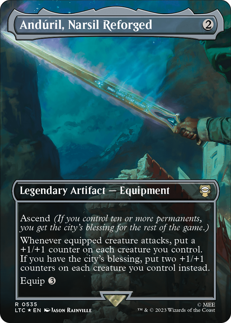 Anduril, Narsil Reforged (Borderless) (Surge Foil) [The Lord of the Rings: Tales of Middle-Earth Commander] | Clutch Gaming