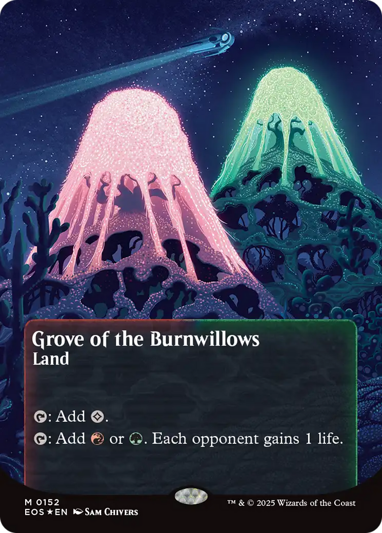 Grove of the Burnwillows (0152) (Borderless) (Galaxy Foil) [Edge of Eternities: Stellar Sights] | Clutch Gaming