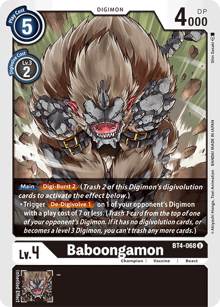 Baboongamon [BT4-068] [Great Legend] | Clutch Gaming