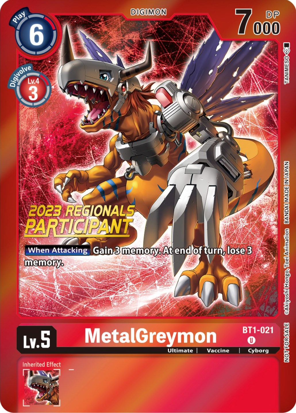 MetalGreymon [BT1-021] (2023 Regionals Participant) [Release Special Booster Promos] | Clutch Gaming