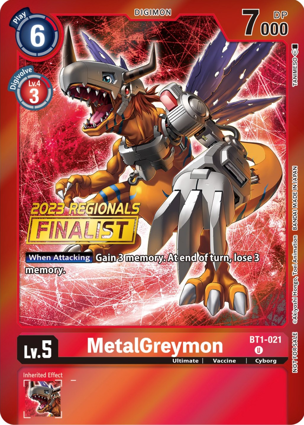 MetalGreymon [BT1-021] (2023 Regionals Finalist) [Release Special Booster Promos] | Clutch Gaming