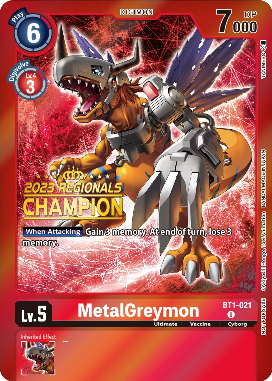 MetalGreymon [BT1-021] (2023 Regionals Champion) [Release Special Booster Promos] | Clutch Gaming