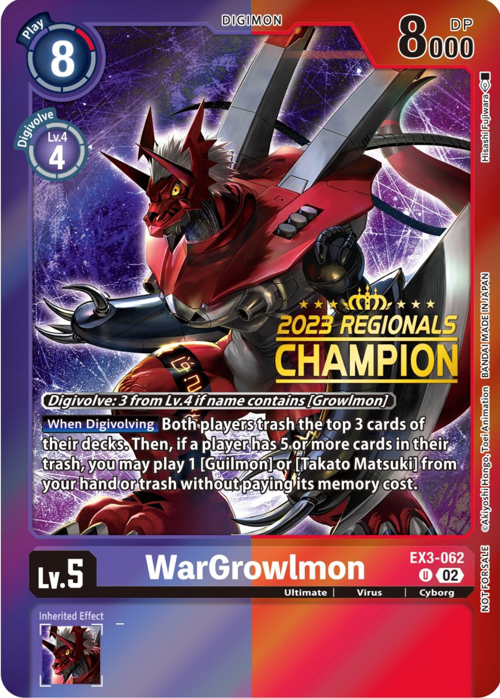 WarGrowlmon [EX3-062] (2023 Regionals Champion) [Draconic Roar Promos] | Clutch Gaming