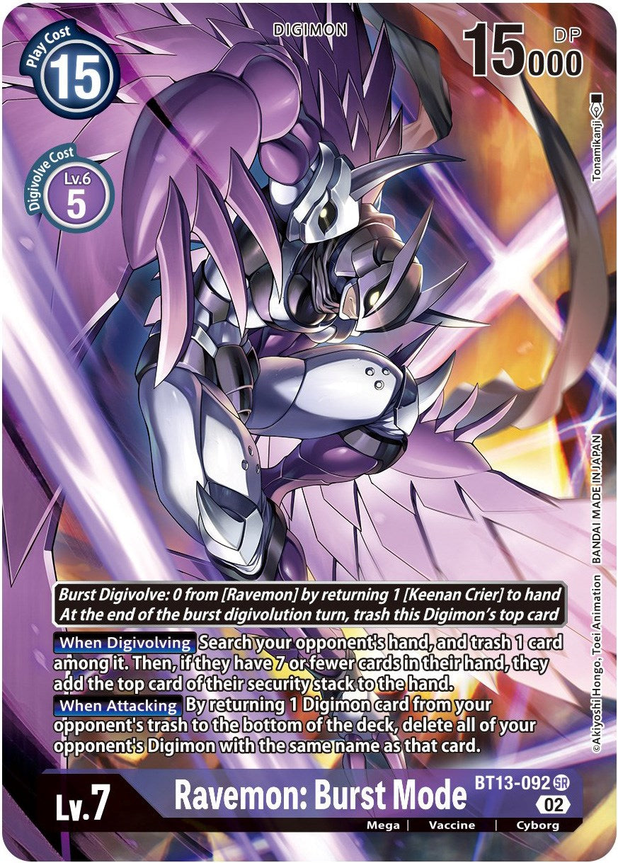 Ravemon: Burst Mode [BT13-092] (Alternate Art) [Versus Royal Knights Booster] | Clutch Gaming