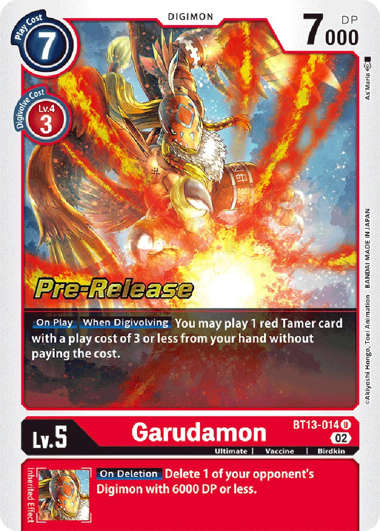 Garudamon [BT13-014] [Versus Royal Knights Booster Pre-Release Cards] | Clutch Gaming