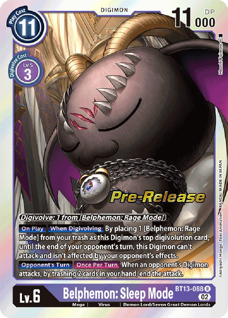 Belphemon: Sleep Mode [BT13-088] [Versus Royal Knights Booster Pre-Release Cards] | Clutch Gaming