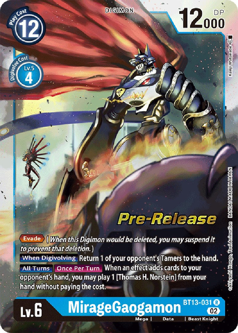 MirageGaogamon [BT13-031] [Versus Royal Knights Booster Pre-Release Cards] | Clutch Gaming