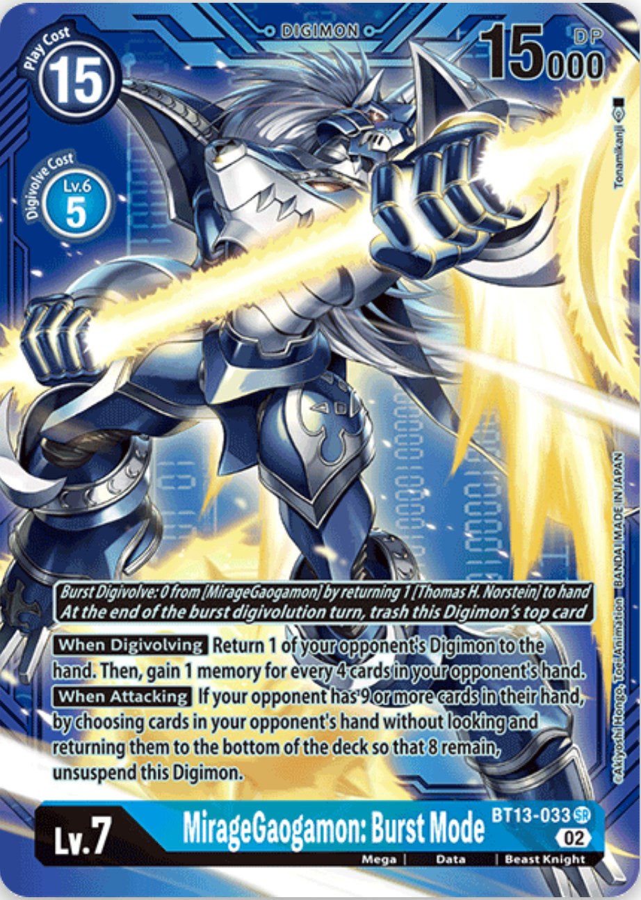 MirageGaogamon: Burst Mode [BT13-033] (Alternate Art with Blue Background) [Versus Royal Knights Booster] | Clutch Gaming