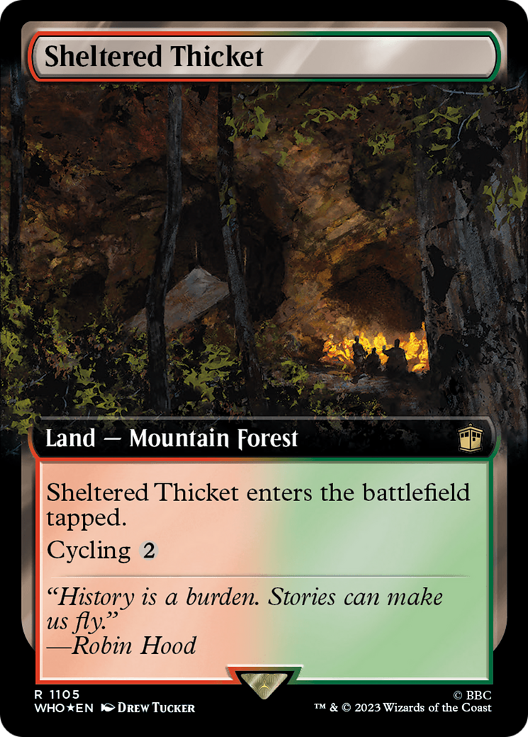 Sheltered Thicket (Extended Art) (Surge Foil) [Doctor Who] | Clutch Gaming