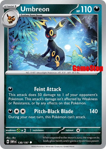 Umbreon (130/197) (GameStop Exclusive) [Scarlet & Violet: Obsidian Flames] | Clutch Gaming