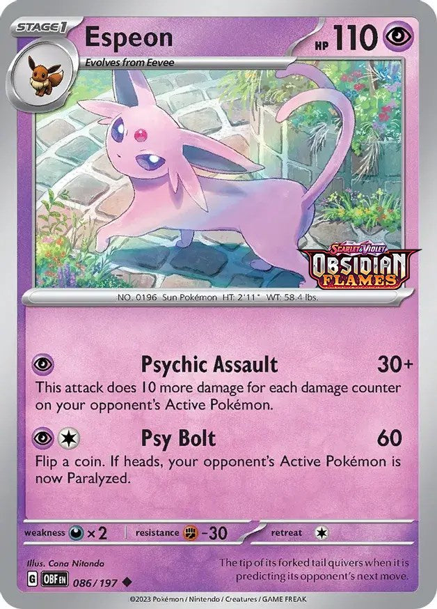 Espeon (086/197) (Best Buy Exclusive) [Scarlet & Violet: Obsidian Flames] | Clutch Gaming