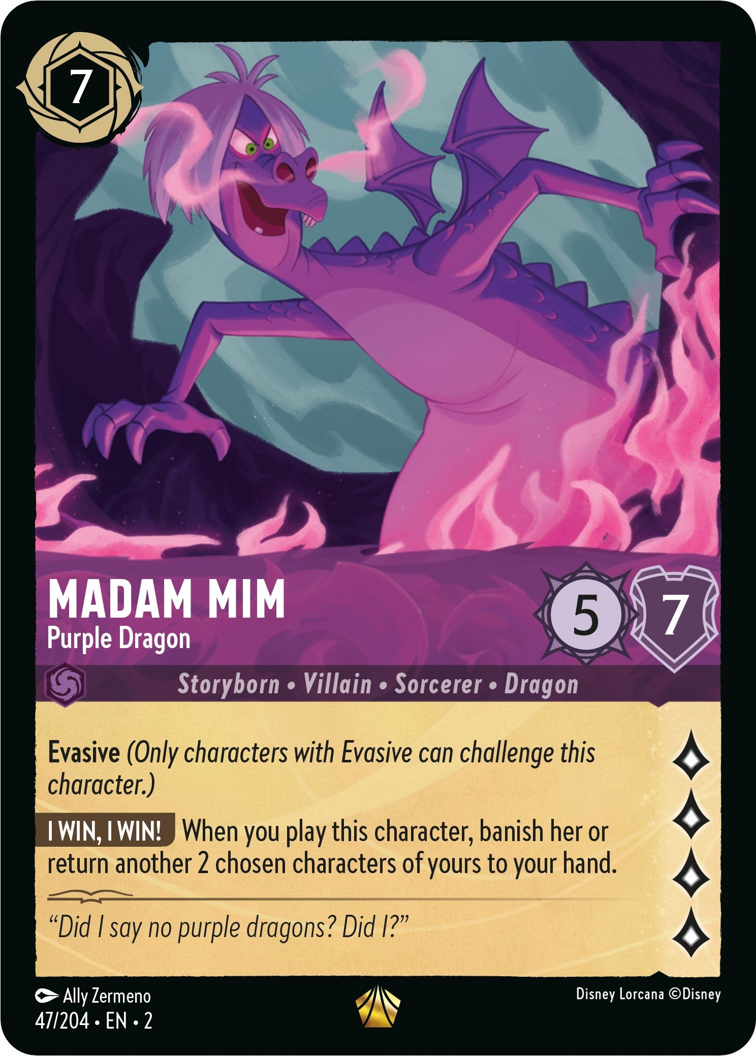 Madam Mim - Purple Dragon (47/204) [Rise of the Floodborn] | Clutch Gaming