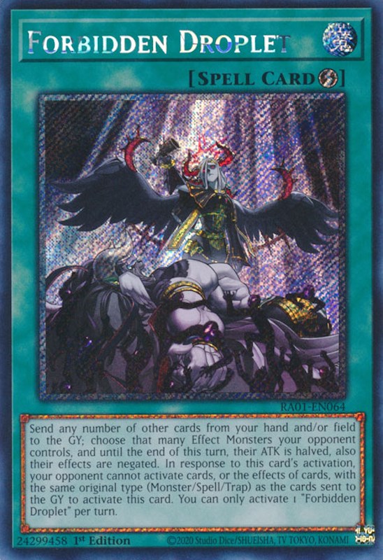 Forbidden Droplet [RA01-EN064] Platinum Secret Rare | Clutch Gaming