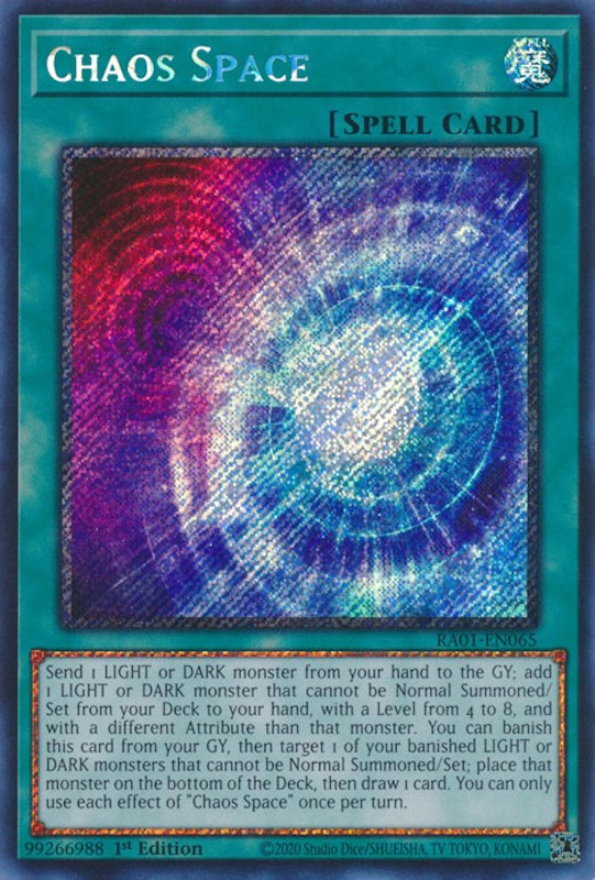 Chaos Space [RA01-EN065] Platinum Secret Rare | Clutch Gaming