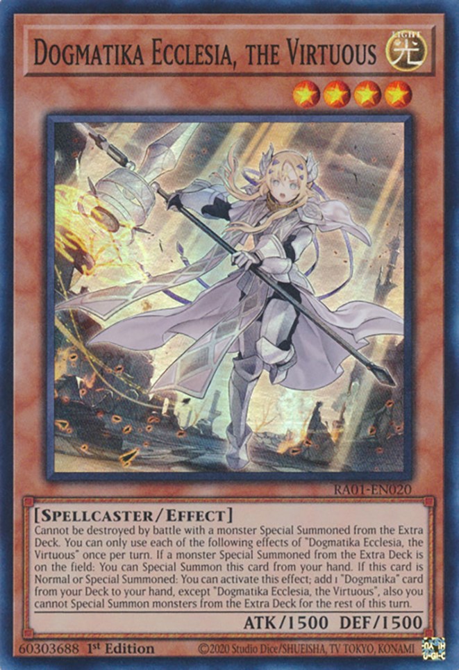 Dogmatika Ecclesia, the Virtuous [RA01-EN020] Super Rare | Clutch Gaming