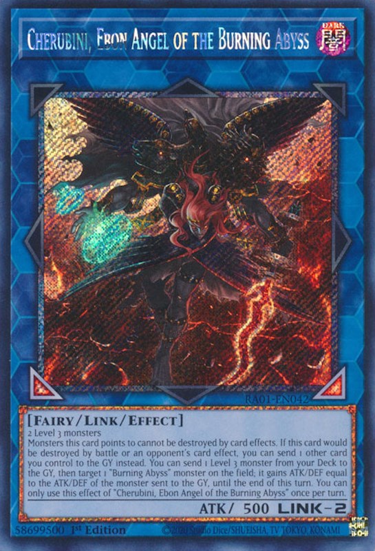 Cherubini, Ebon Angel of the Burning Abyss [RA01-EN042] Platinum Secret Rare | Clutch Gaming