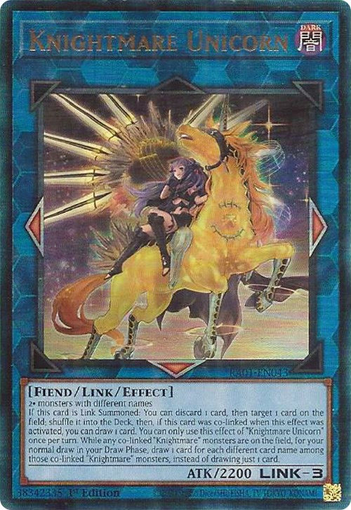 Knightmare Unicorn (Alternate Art) [RA01-EN043] Prismatic Ultimate Rare | Clutch Gaming